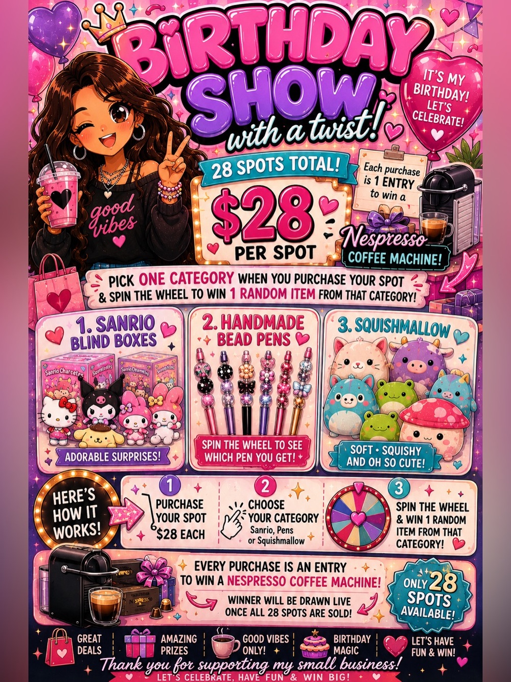 Birthday Show Party Spots - 28 for $28 🥳🥳